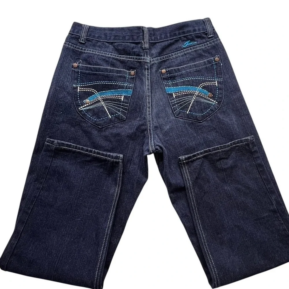 VTG JINZU Denim Dark Jeans 34x30 wide leg Y2K. street wear‎